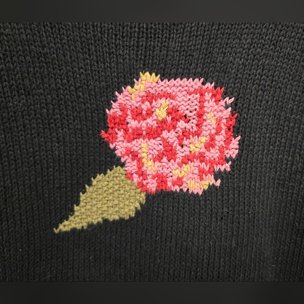 Vintage Arlando 90s Floral Knit Sweater Pointelle Embroidered Womens M Spring - Picture 4 of 5